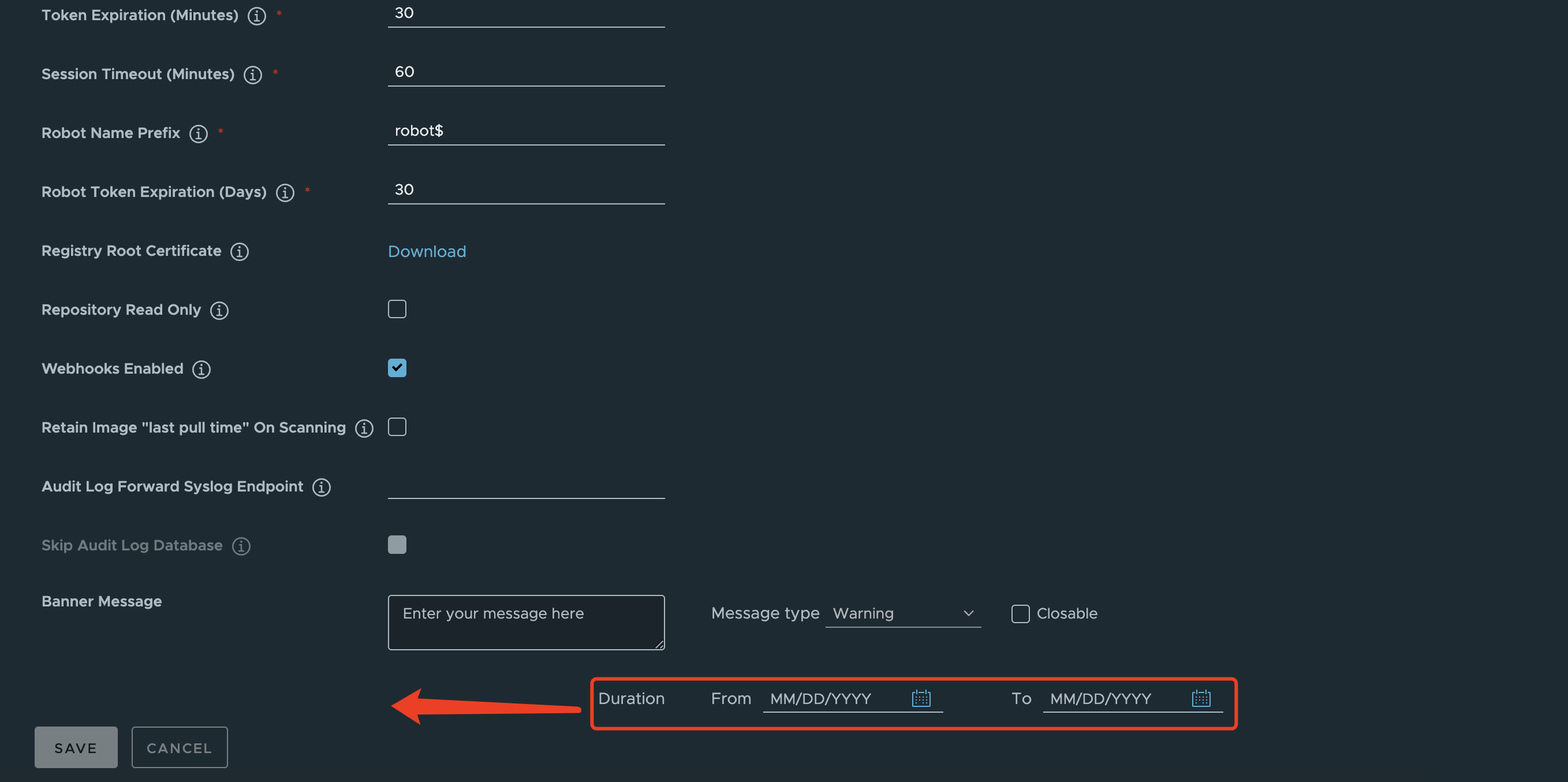Banner Message Ui Issue Issue 19033 Goharbor Harbor Github
