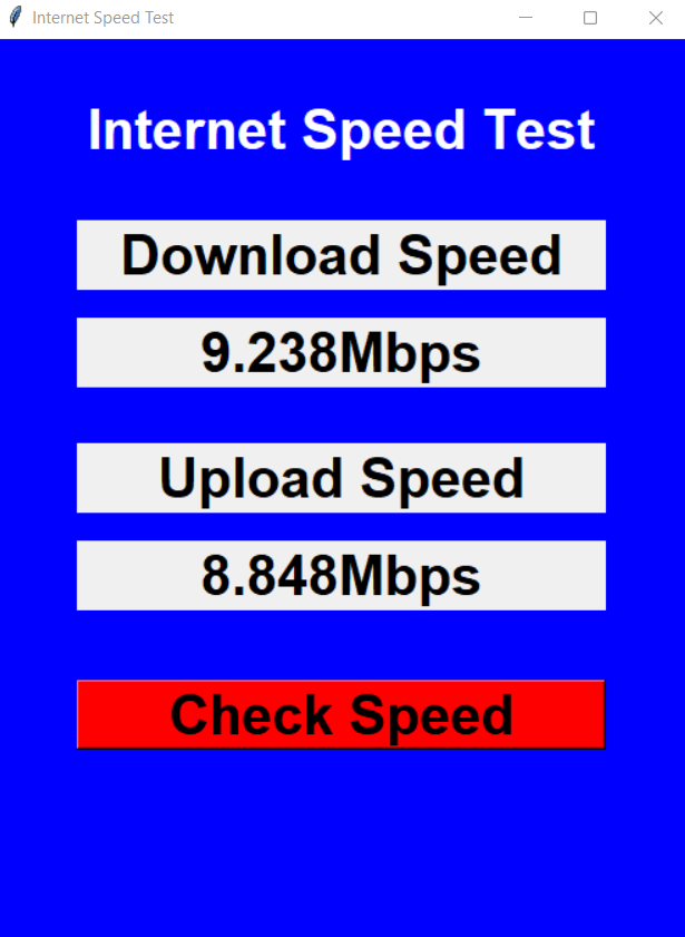 GitHub - official-ShivamChoudhary/Internet-Speed-Test-using-Python-Tkinter