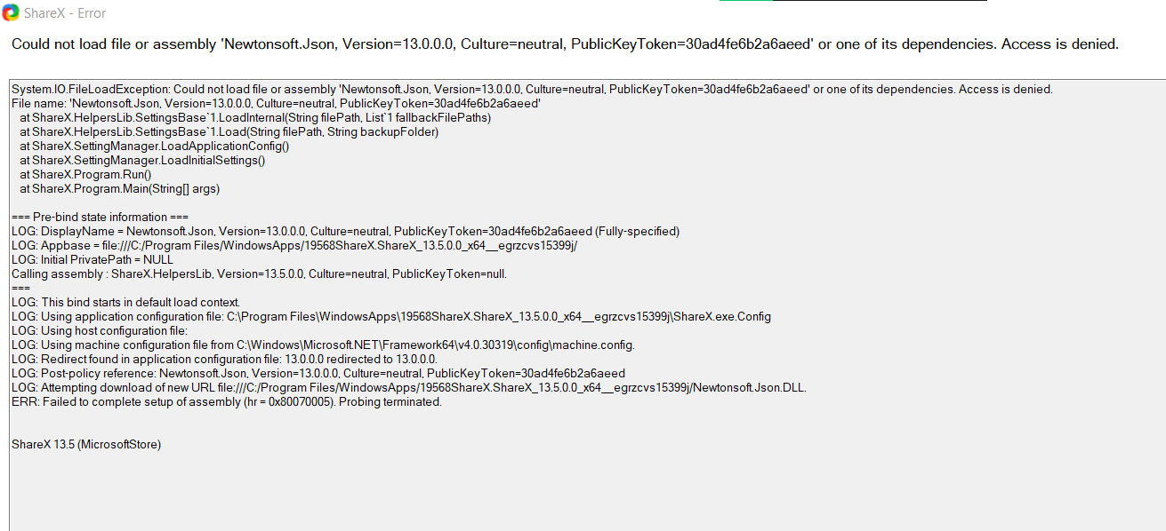 FAILED TO COMPLETE STUP OF ASSEMBLY · Issue #5601 · ShareX/ShareX · GitHub