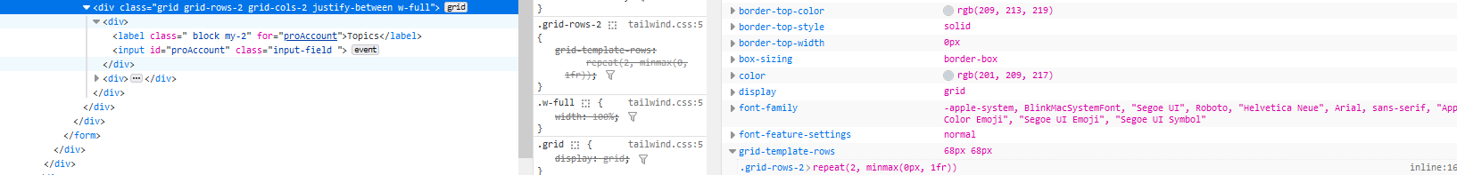 Defining `gridTemplateColumns` in tailwind config js is breaking Defining `gridTemplateColumns` in tailwind config js is breaking