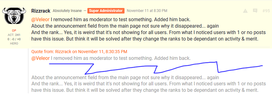 different line spacing in original post and quote