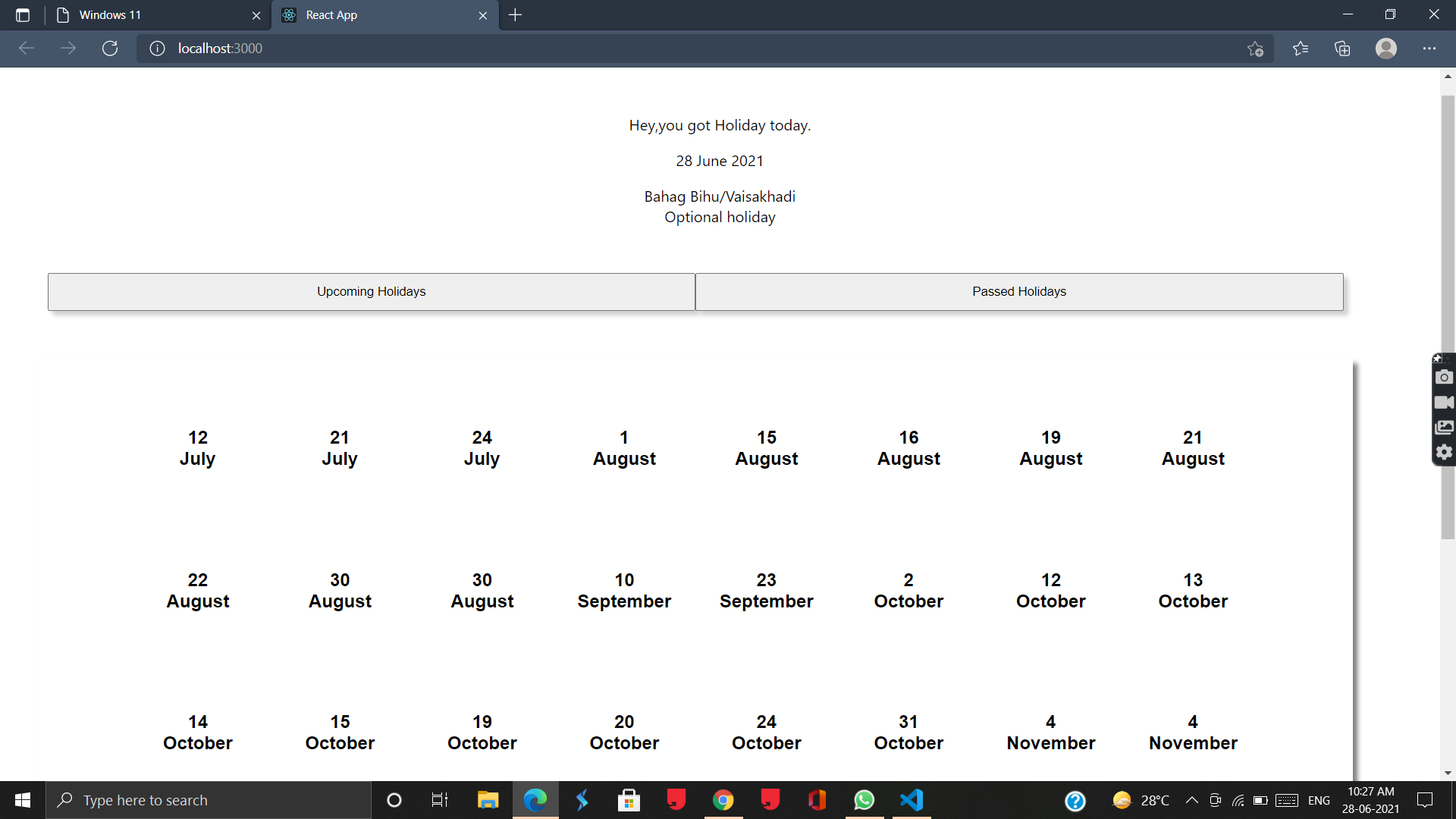 GitHub - Rishav124-hub/calendar: By using react I have made holiday ...