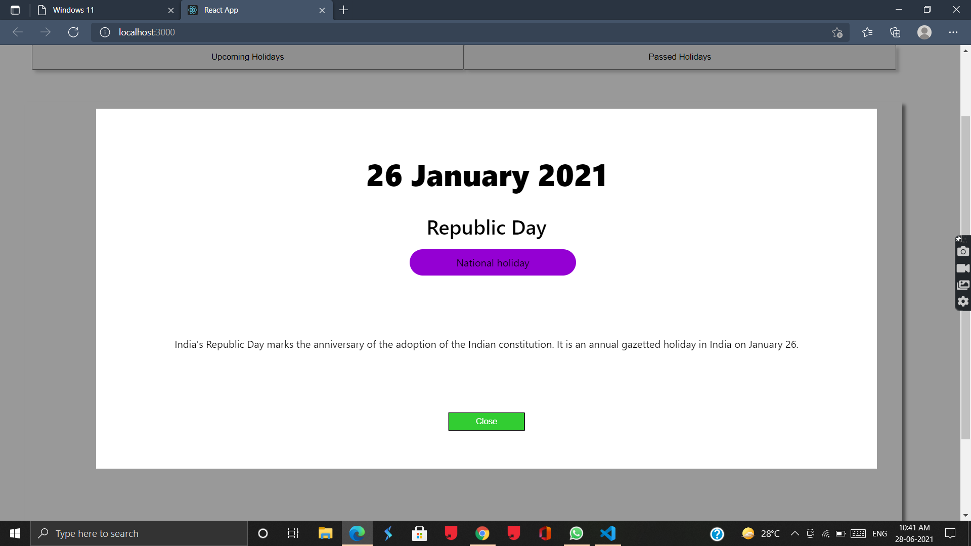 GitHub - Rishav124-hub/calendar: By using react I have made holiday ...