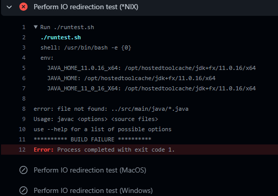 CI unsuccessful IO redirection test due to file not found error · Issue ...