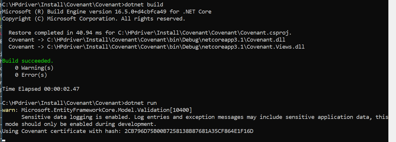 [Bug] Covenant not starting · Issue #205 · cobbr/Covenant · GitHub
