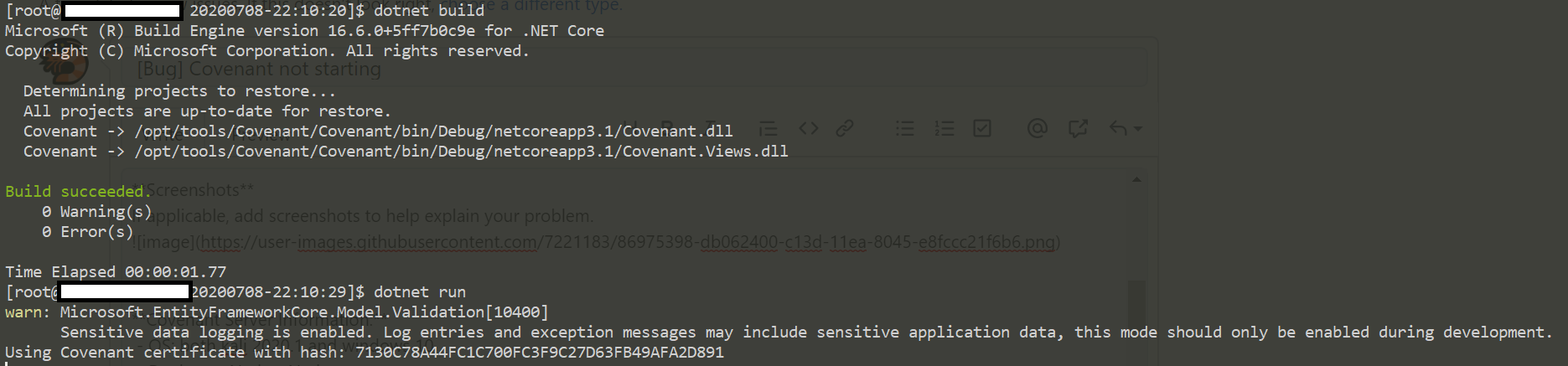 [Bug] Covenant not starting · Issue #205 · cobbr/Covenant · GitHub