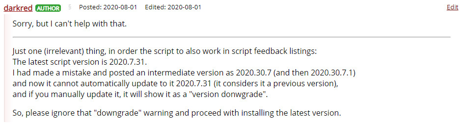 Script Remark In comments to script Feedback posts, in order to force a line return ...