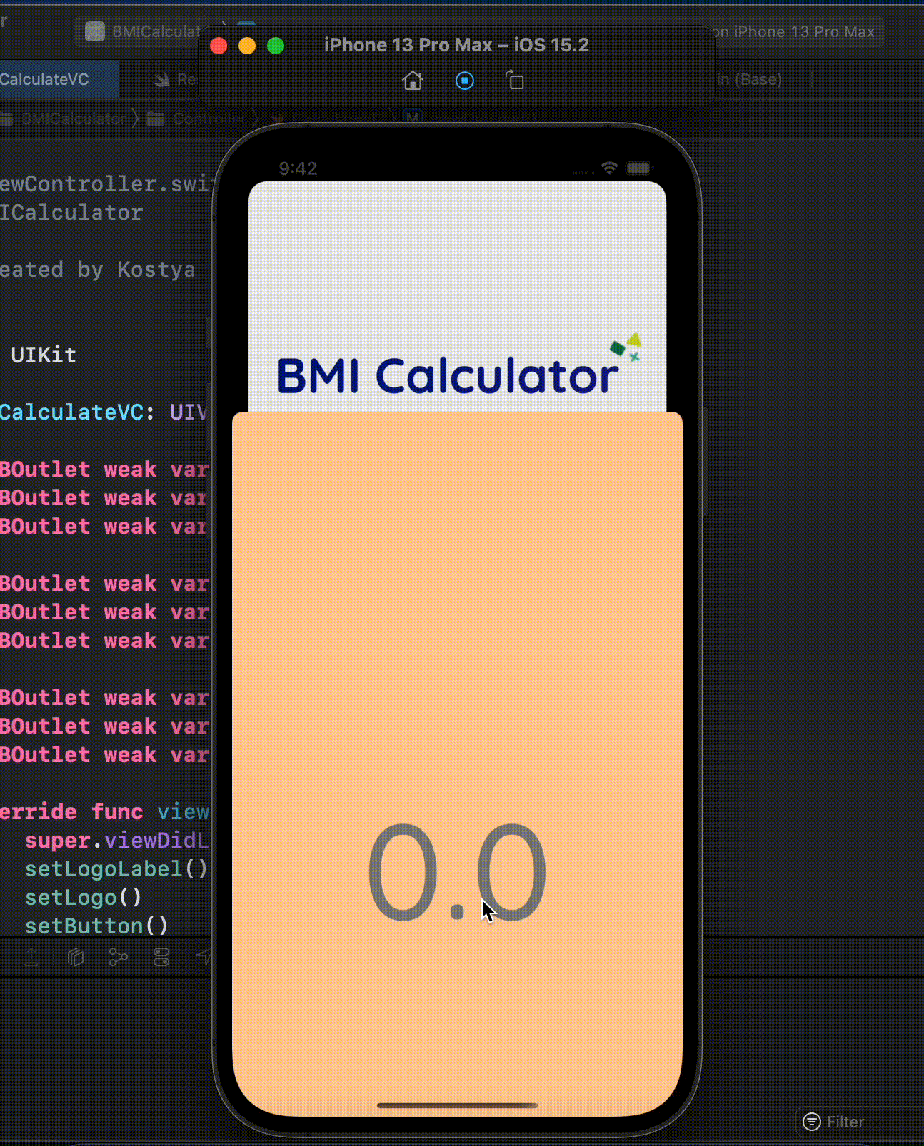 GitHub kostyalee003/BMICalculator Angela Yu's course. BMI