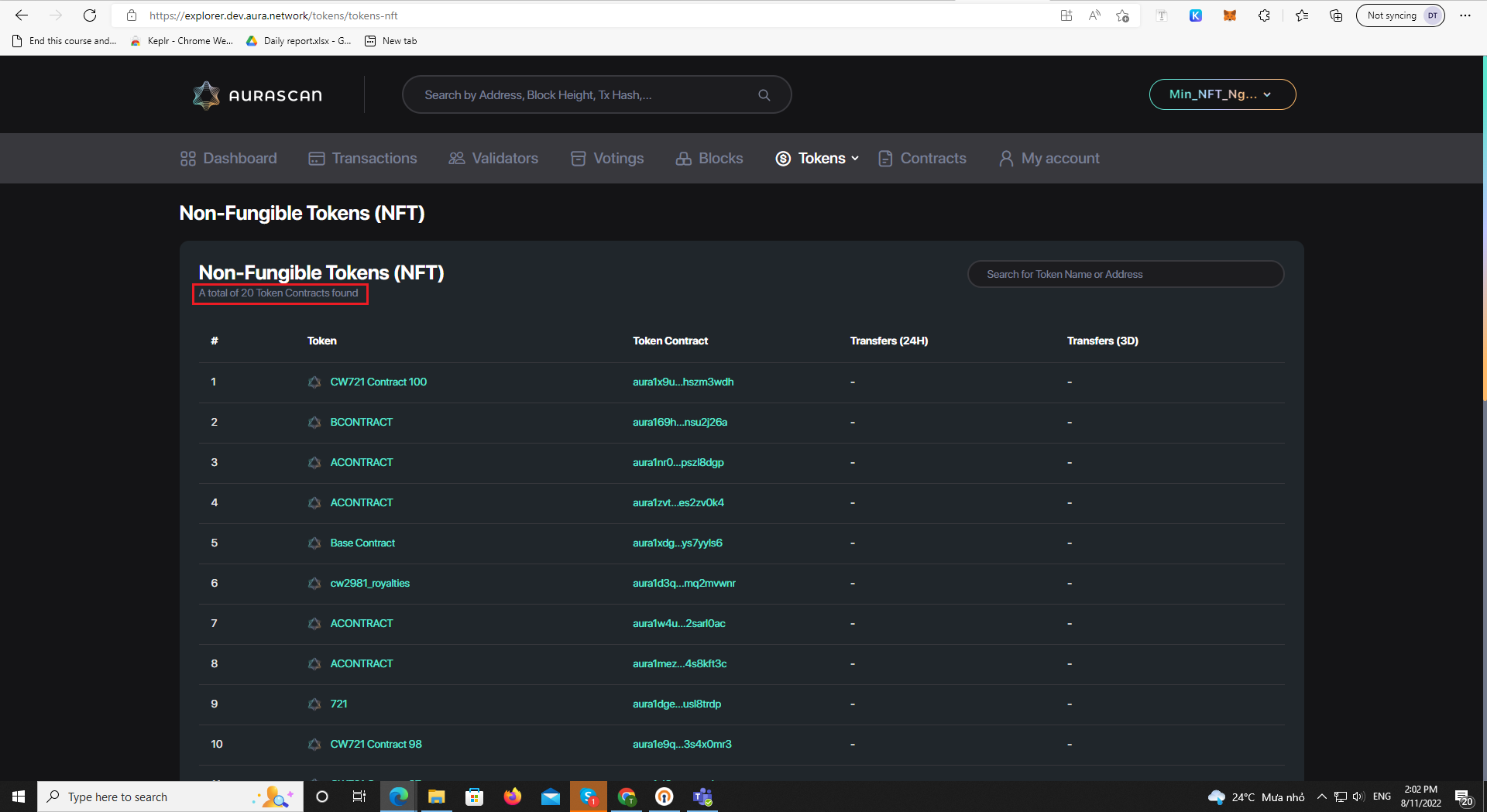 [Aurascan][Tokens][CW721][CW20] Some issue của chức năng Search · Issue ...