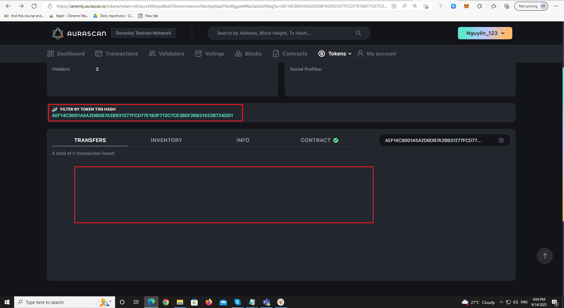 [Aurascan][Tokens][TokenCW721Detail] Filter by token txn hash, token