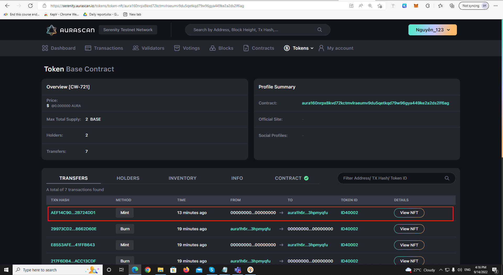 [Aurascan][Tokens][TokenCW721Detail] Filter by token txn hash, token