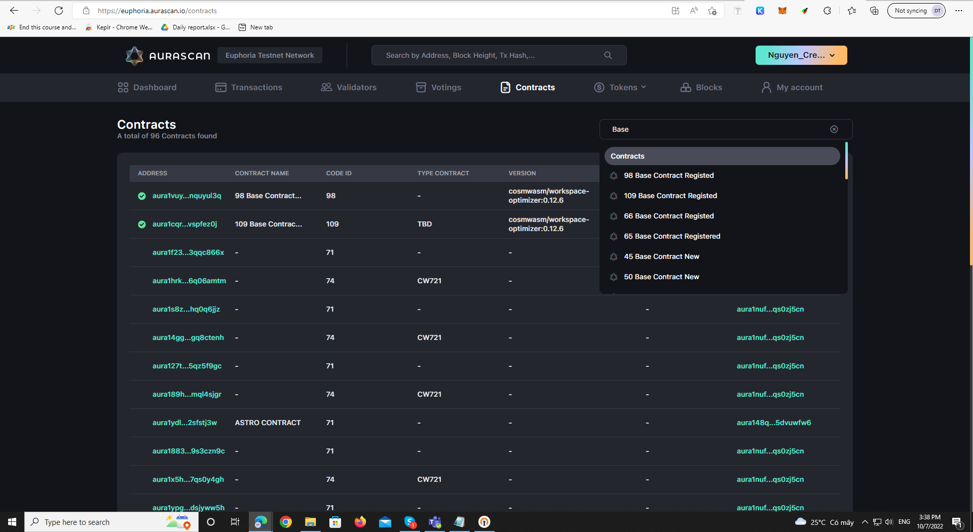 [Contract] Search for Address/ Creator address/ Code ID in Contracts ...