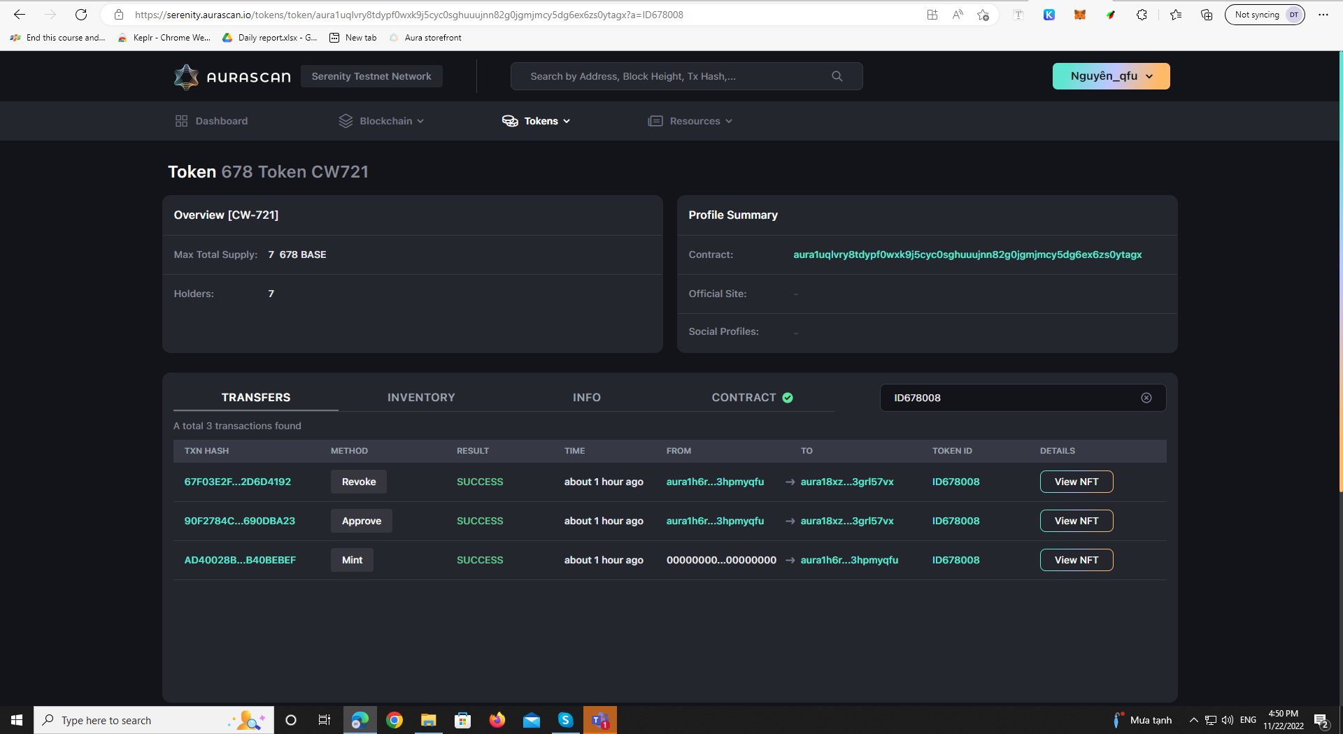 [Aurascan][Tokens][TokenCW721Detail] Filter by token txn hash, token