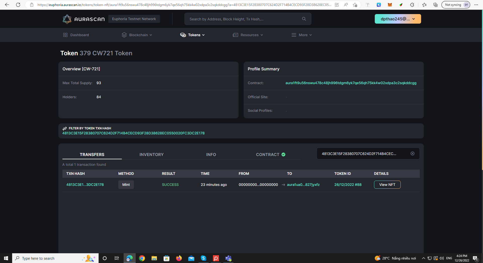 [Aurascan][Tokens][TokenCW721Detail] Filter by token txn hash, token