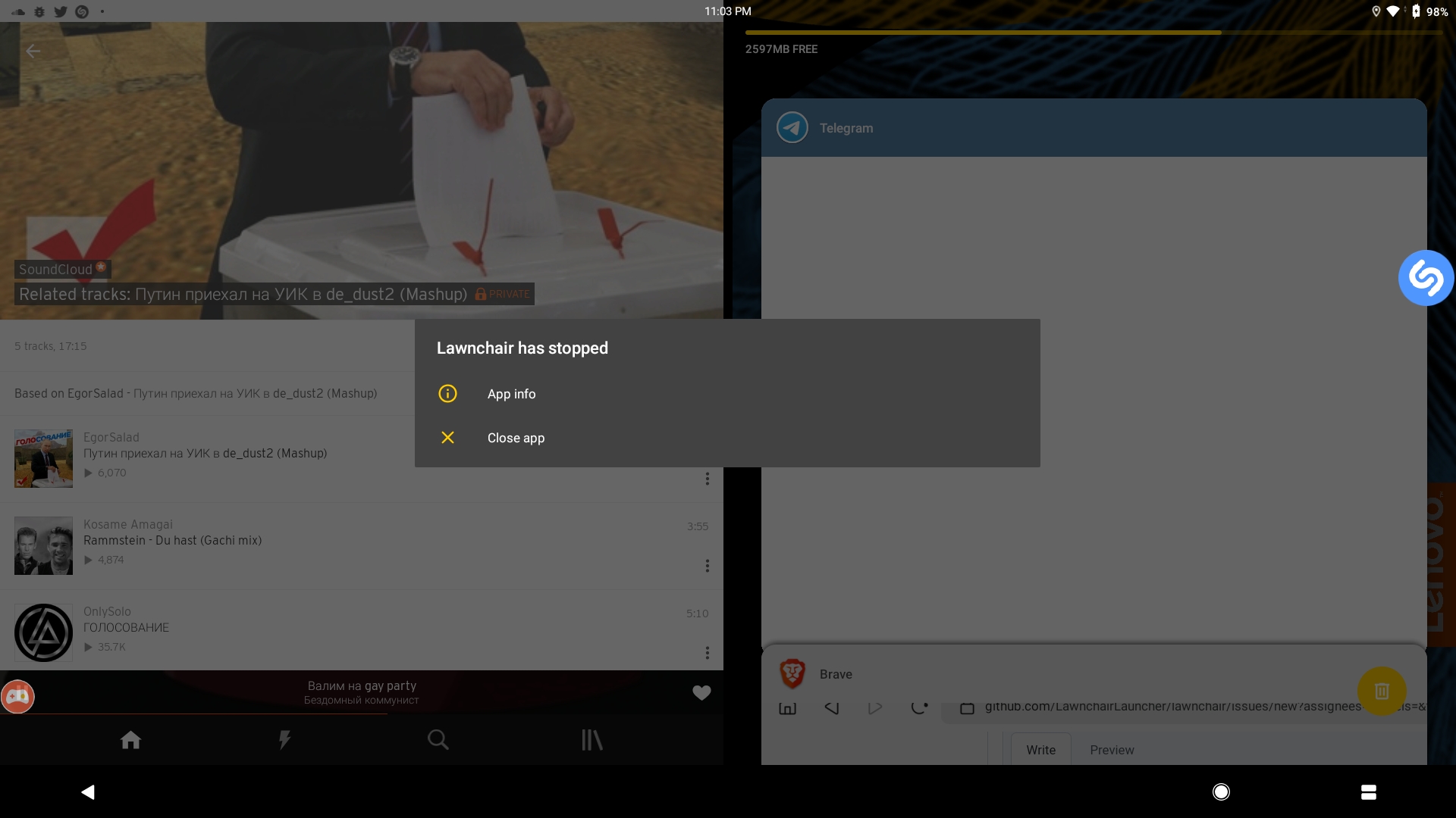 [BUG] App crashes when opened in the Secondary Splitscreen side · Issue ...