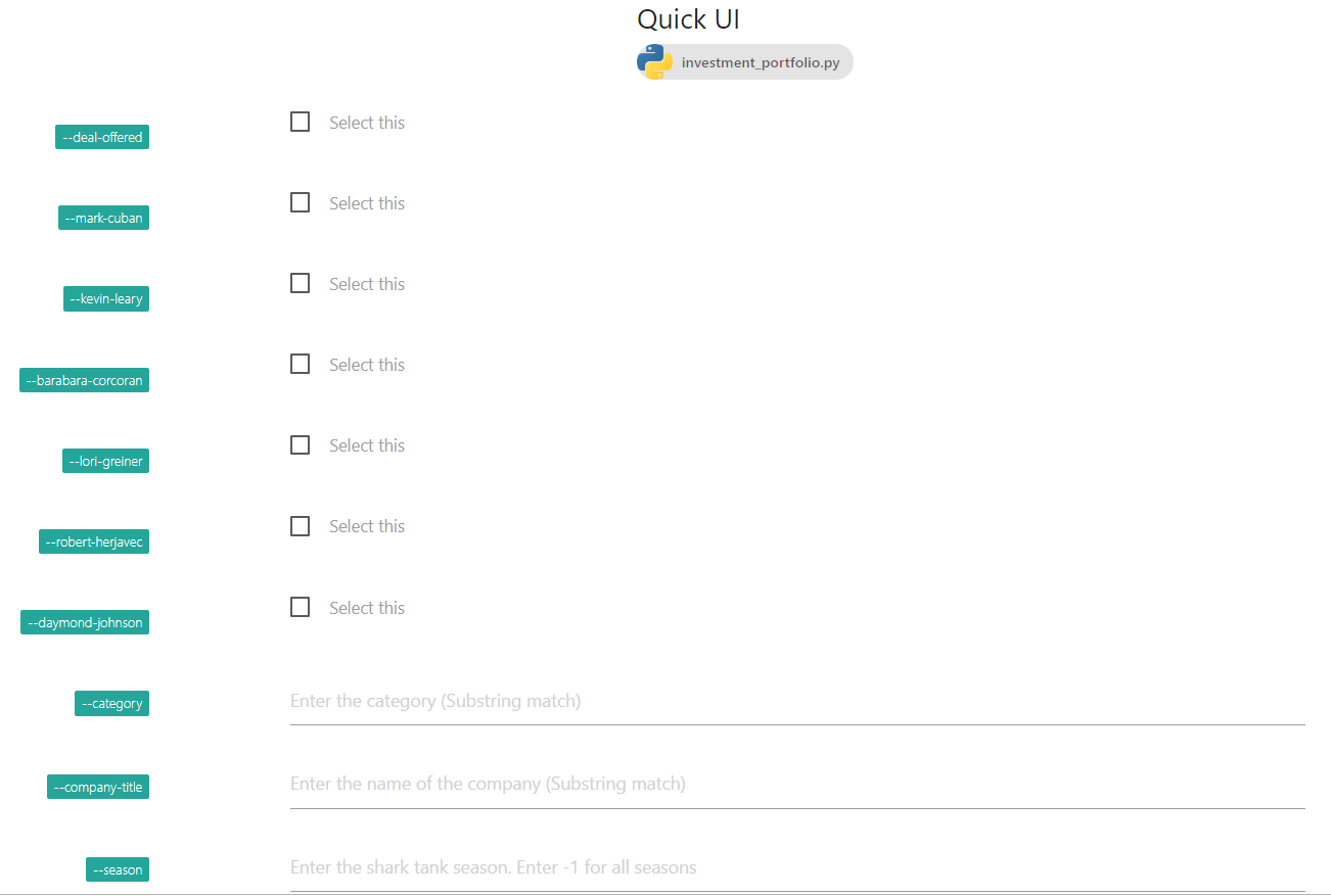 GitHub cardwizard/QuickUI Quickly create a UI for any python file
