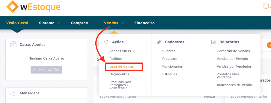 Lista de Caixas Acesso