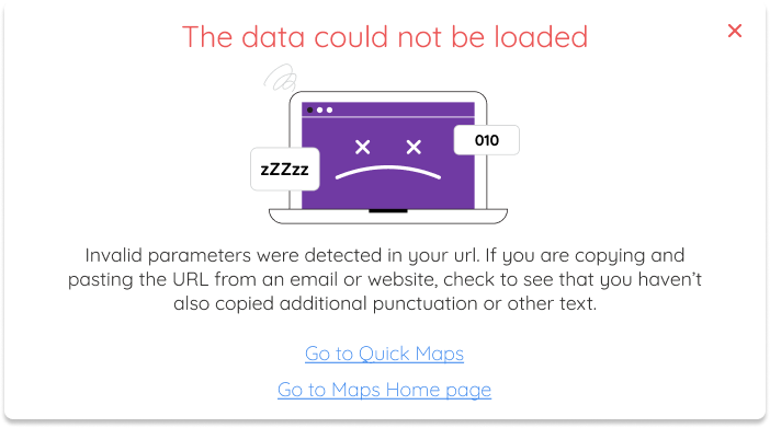 Modal for invalid parameters in Quick Maps URL · Issue #339 ...