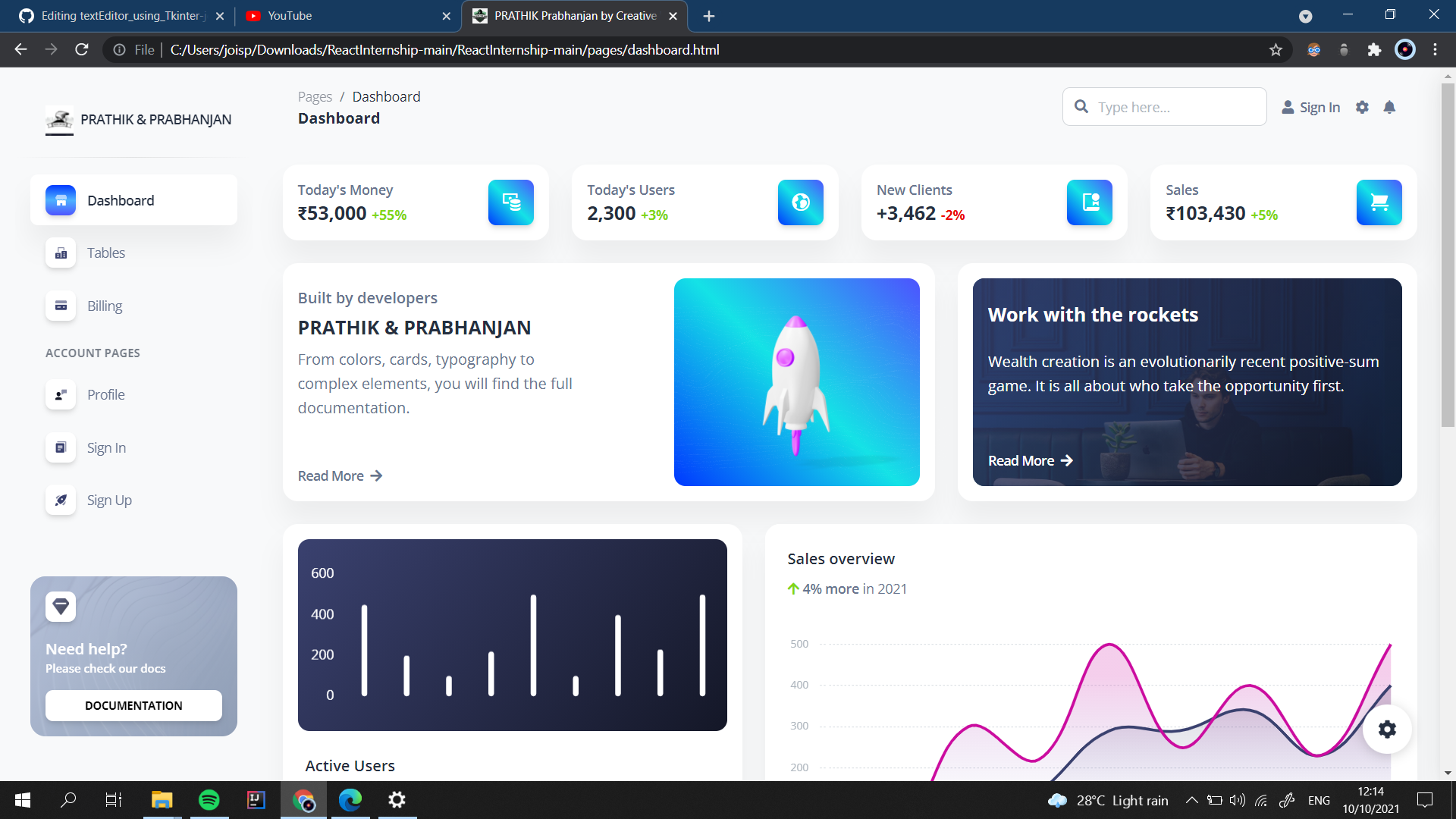 GitHub - Prathikshe/ReactInternship: A basic front end interface was ...