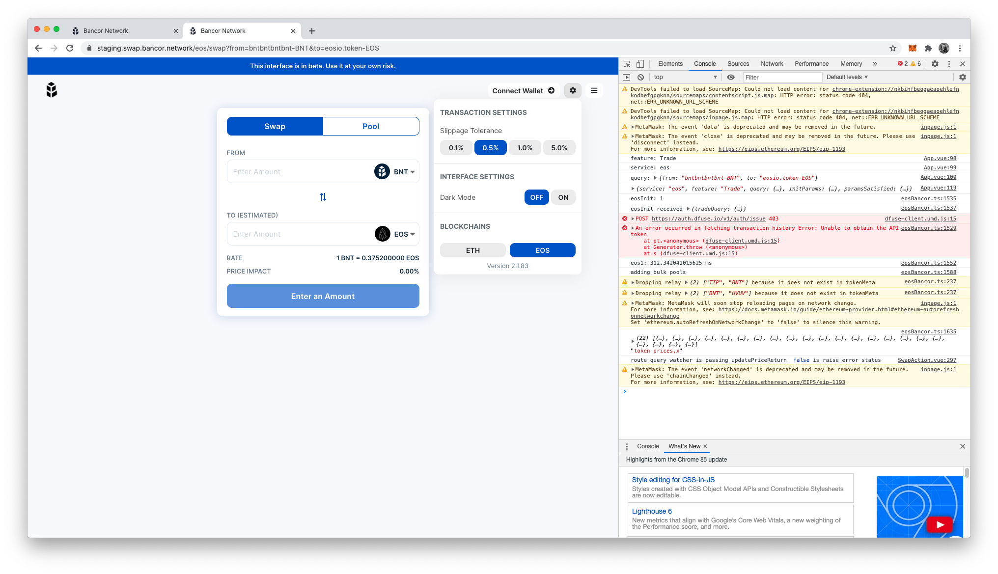 EOS not loading tokens on localhost dev server · Issue #168 ...