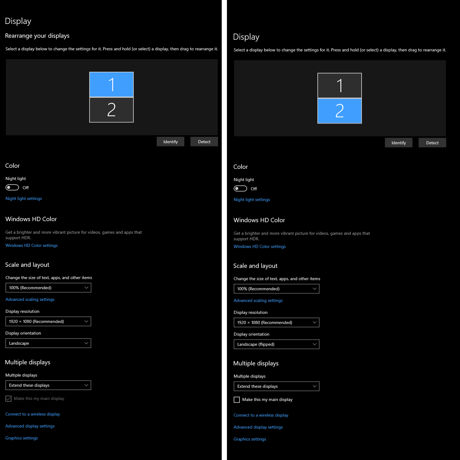 Main monitor (right) secondary monitor (left)