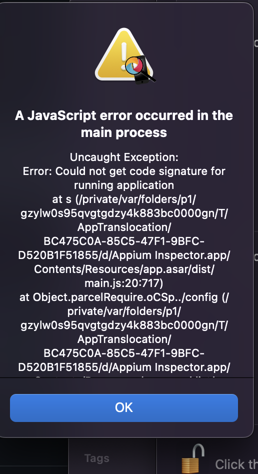 cannot open appium inspector in macOS montery (12) · Issue #343 · appium/ appium-inspector · GitHub