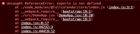 Runtime Exception when FullCalendar is included using commonJS syntax ...
