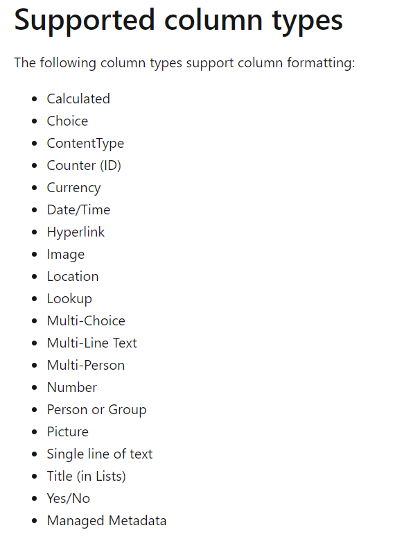 Column Types Reference? · Issue #7185 · SharePoint/sp-dev-docs · GitHub
