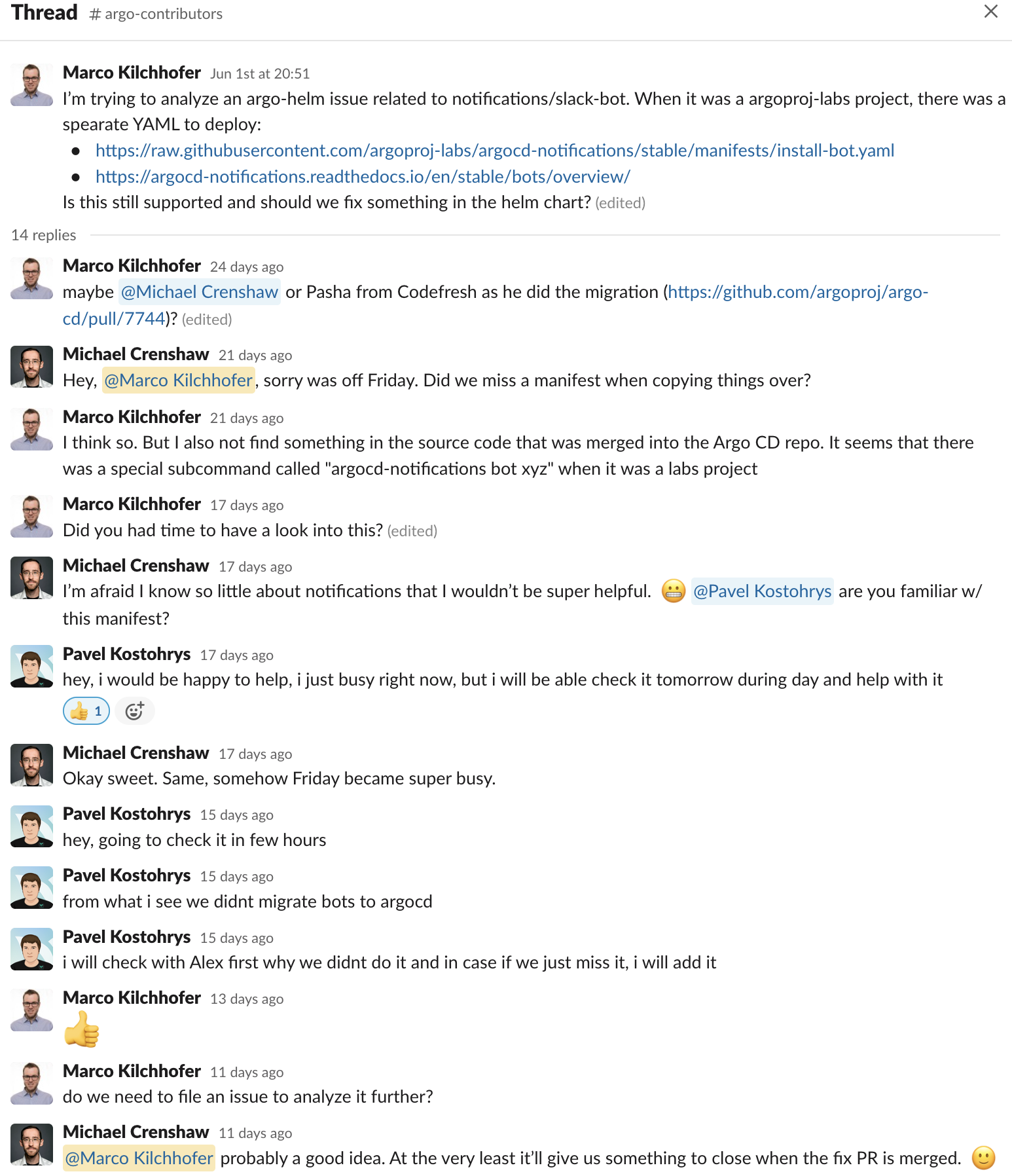 Screenshot of Slack conversation