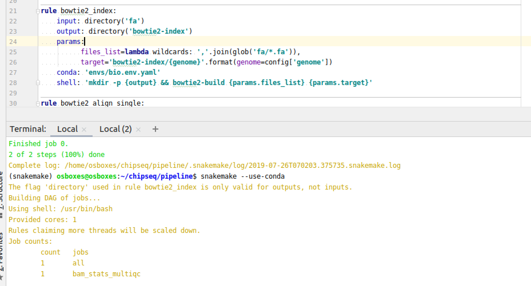 Inspection: The flag `directory` used in rule .. is only valid for ...