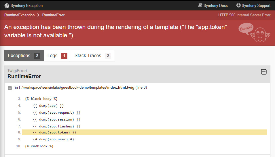 Authentication exception. Symfony Templates. 500 Server Error. Симфони фреймворк. Symfony docs