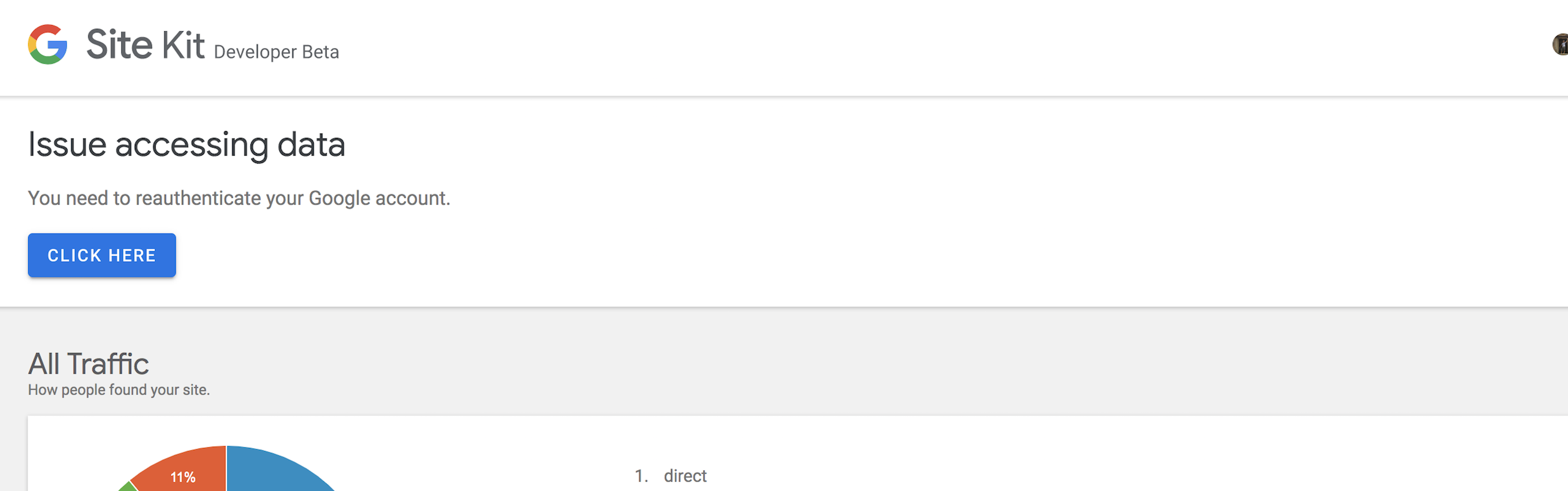 "Issue accessing data" notice appear when Analytics is added · Issue ...