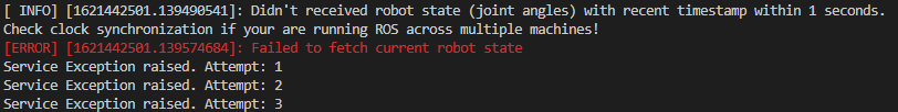 Part 3 Tutorial, MoveIT failed to fetch robot state · Issue #225 ...