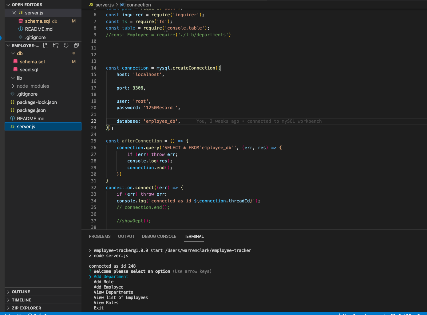 GitHub - wclarkcito/employee-tracker: A command line application that ...