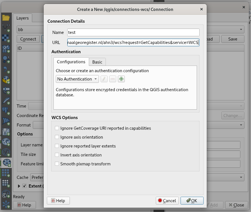 WCS tab in Data Source Manager broken (both 3.26 and master)? · Issue ...
