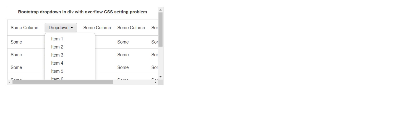 Bootstrap dropdown in DIV with overflow problem · GitHub