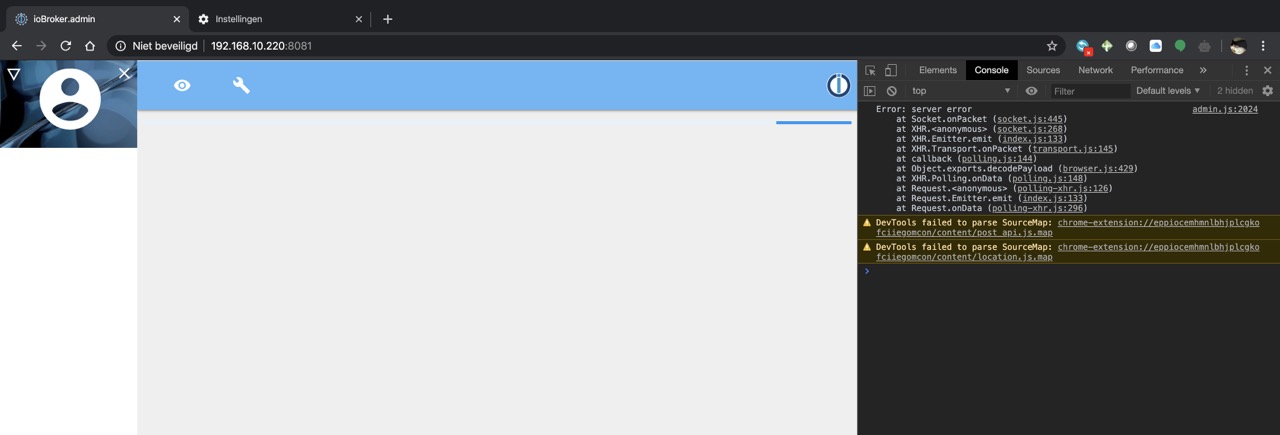 Admin page does not load, Error: Server Error · Issue #517 · ioBroker ...