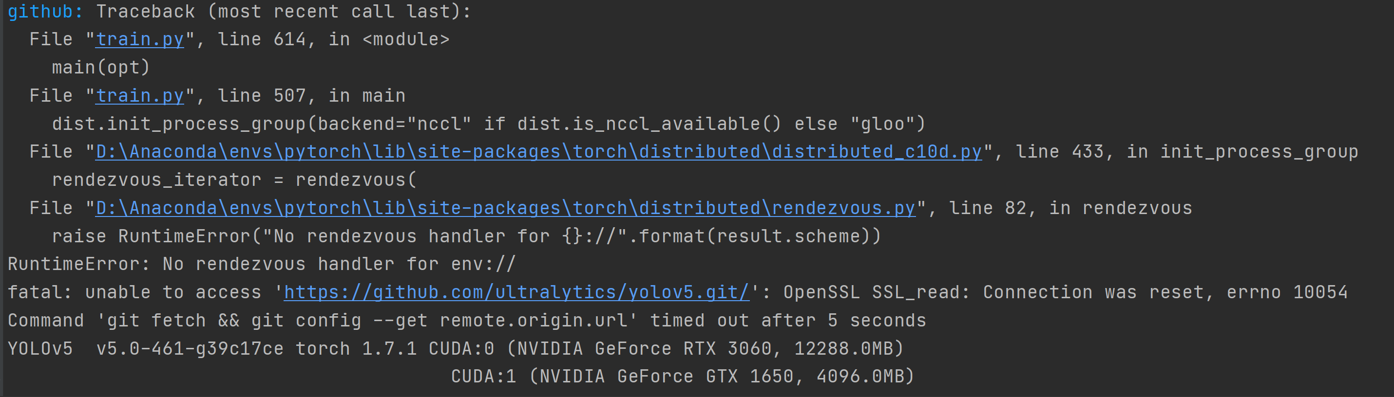 I used Mutil-Gpu training command，but i recive this error · Issue #4927 ...