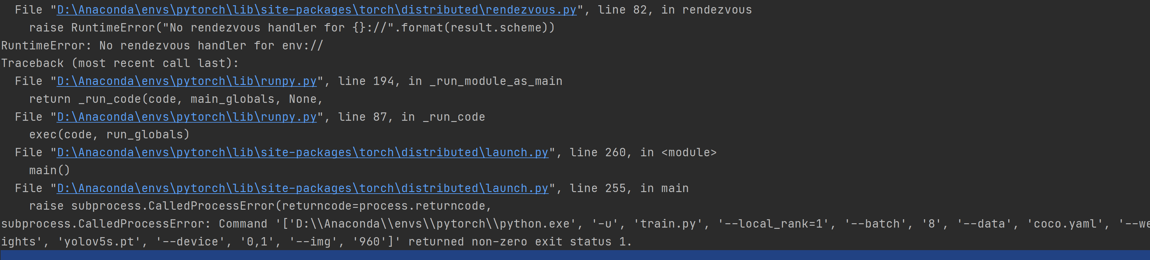 I used Mutil-Gpu training command，but i recive this error · Issue #4927 ...