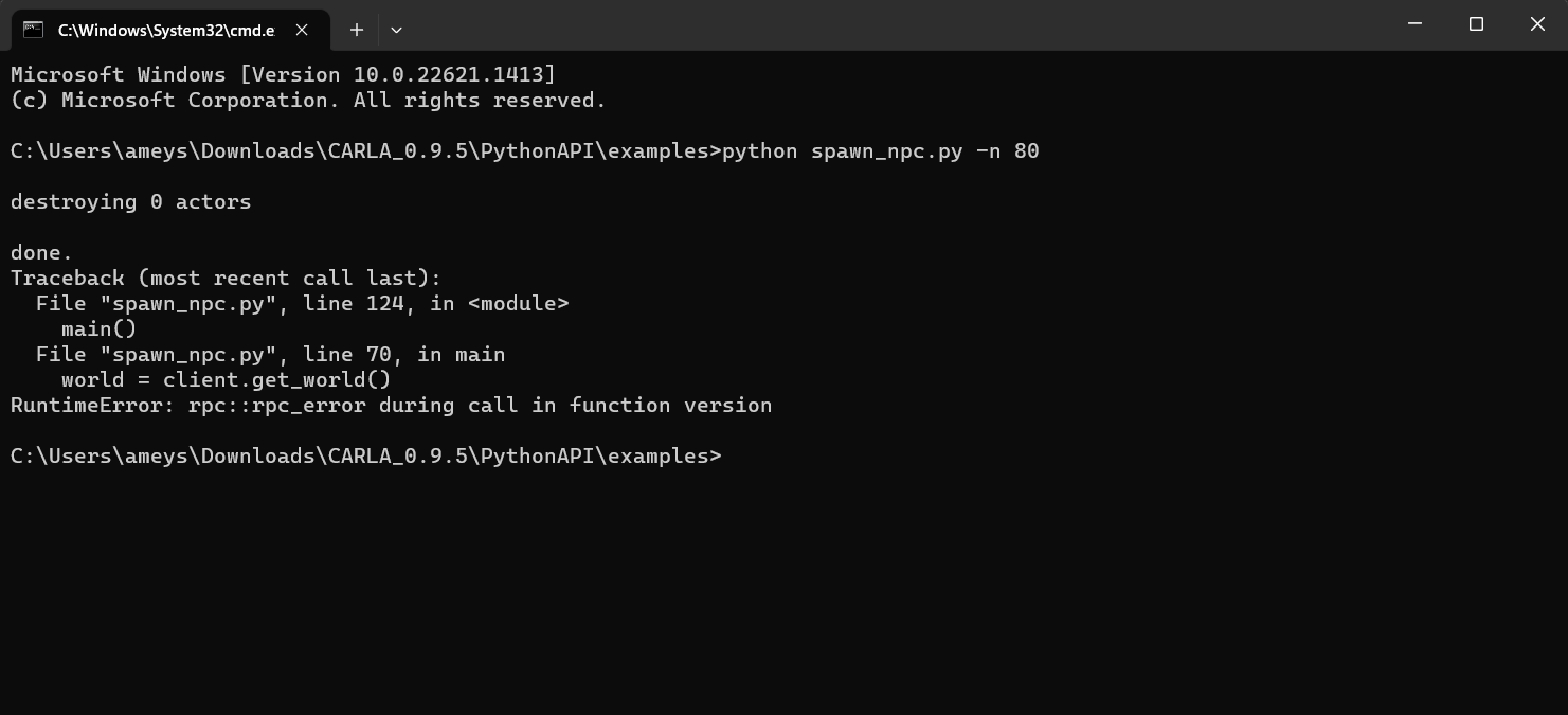 errors when make pythonapi · issue #3021 ·... RuntimeError with Carla 0.9.5 · carla-simulator carla · Discussion ...