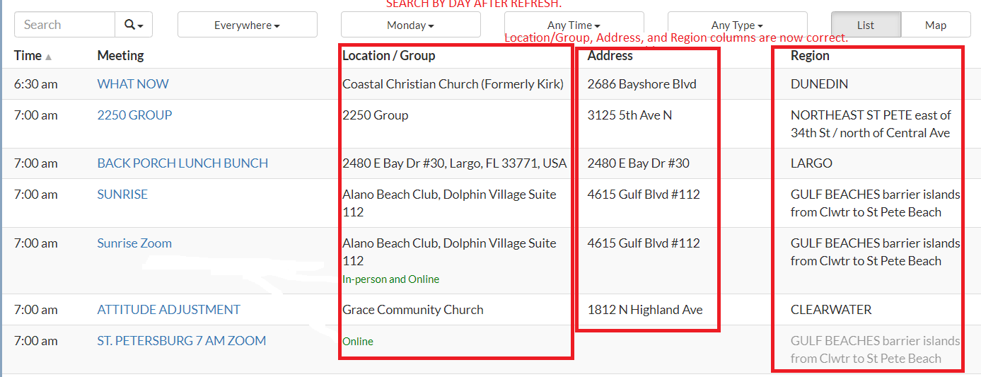 Search by day after refresh