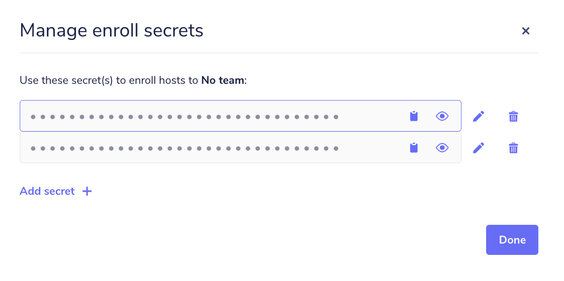 Missing padding between rows in "Manage enroll secret" modal · Issue ...