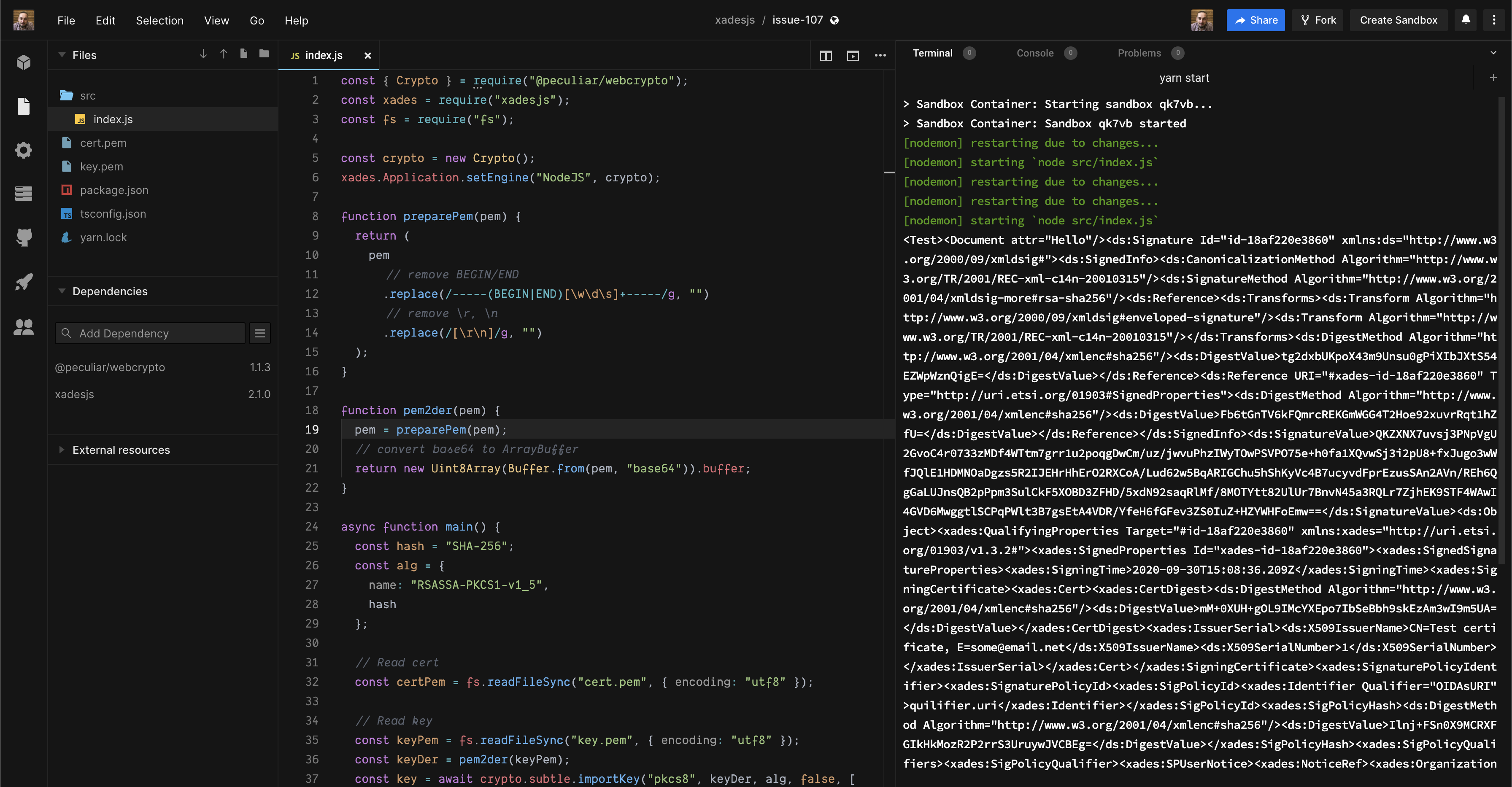 Data does not match to PrivateKeyInfo ASN1 schema · Issue #107 ·  PeculiarVentures/xadesjs