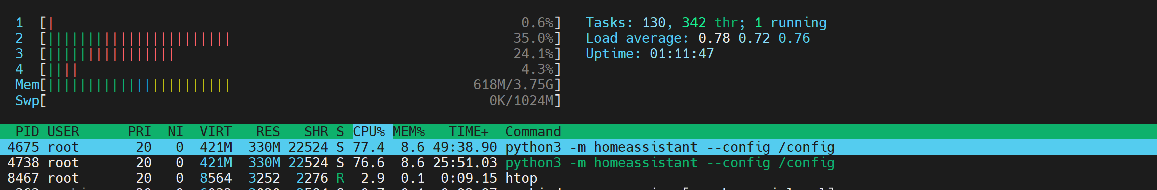 HA high CPU usage · Issue #69203 · home-assistant/core · GitHub