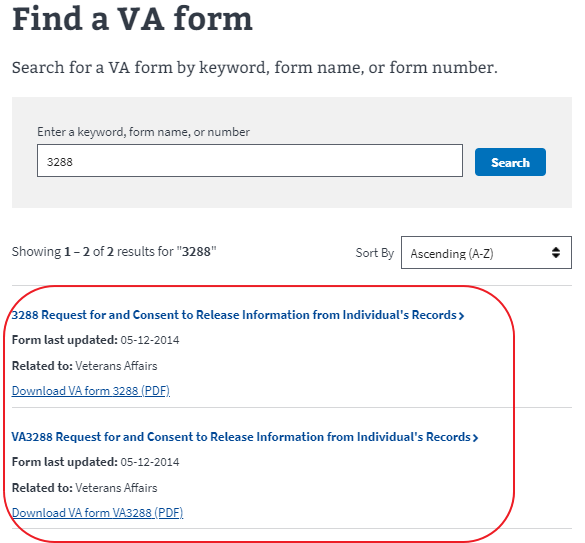 Bug: Find a VA form search is showing duplicate listing of VA Form ...