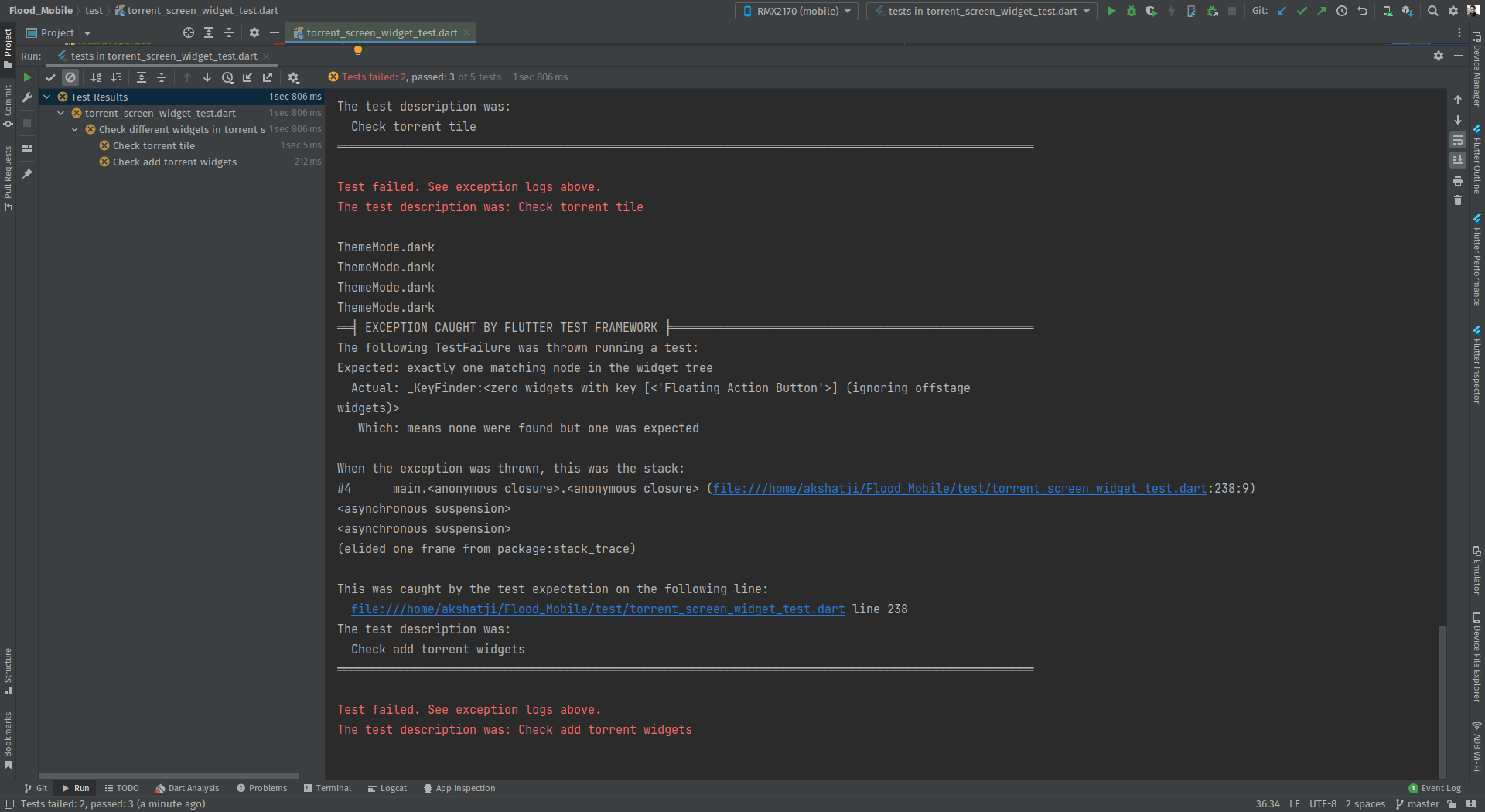 torrent_screen_widget_test.dart page widget tests failing. · Issue #151 ...