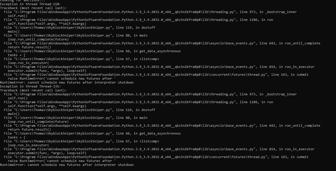 Error in code? · Issue #2 · csjh/SkyblockSniper · GitHub