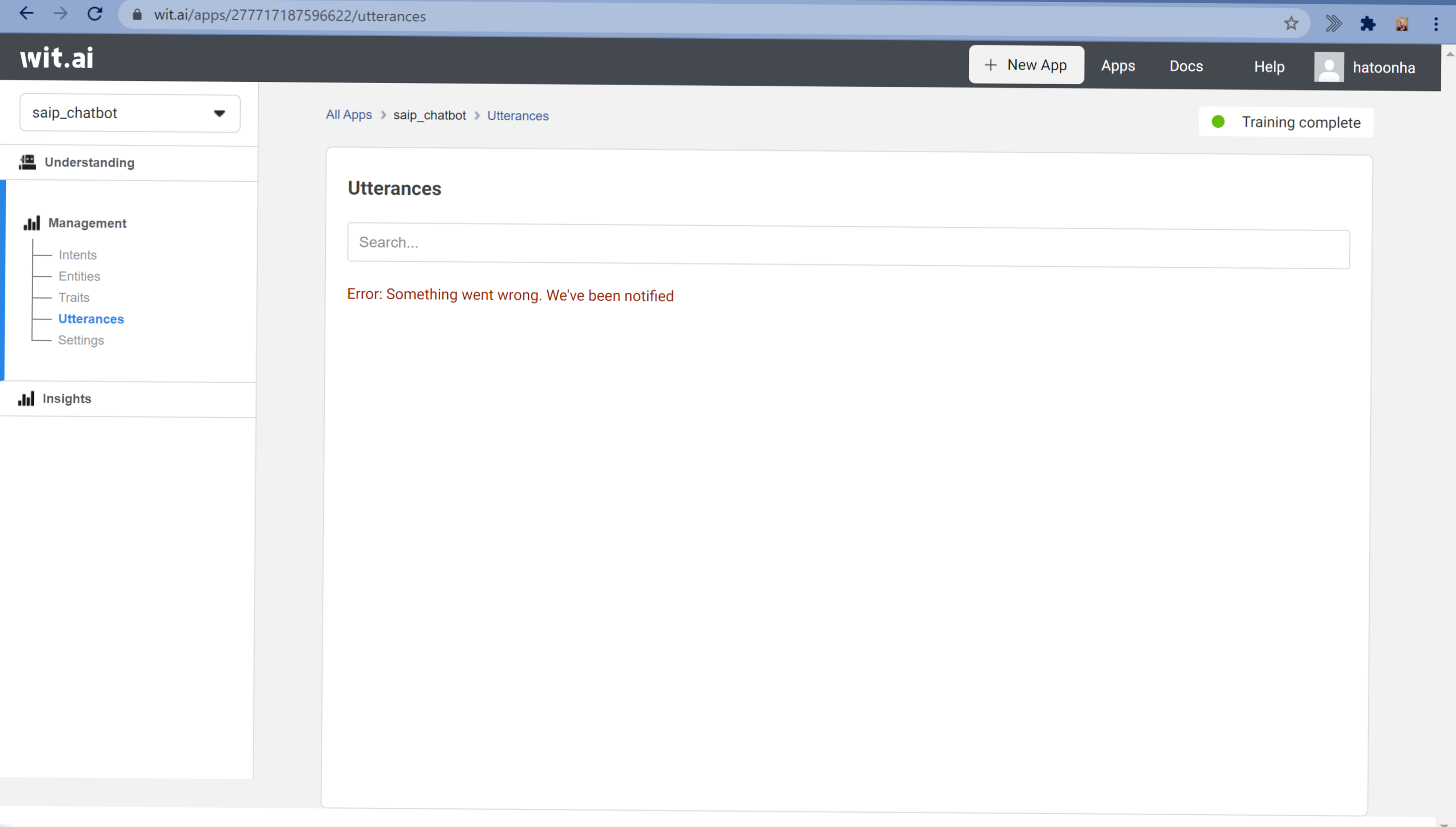 Trained utterances not showing anymore · Issue #2254 · wit-ai/wit · GitHub
