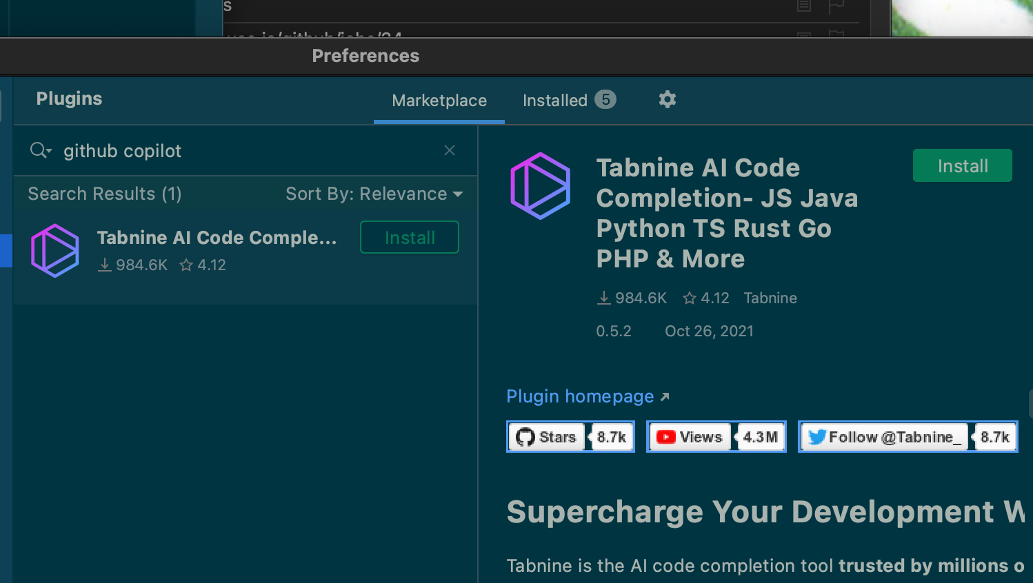 plugin does not appear in JetBrains marketplace in CLion (only TabNine ...