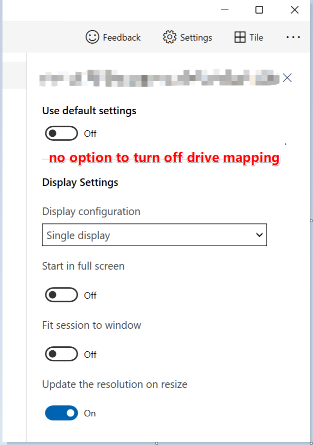 [feature request] How to Disable Drive Mapping in Remote Desktop (MSRDC
